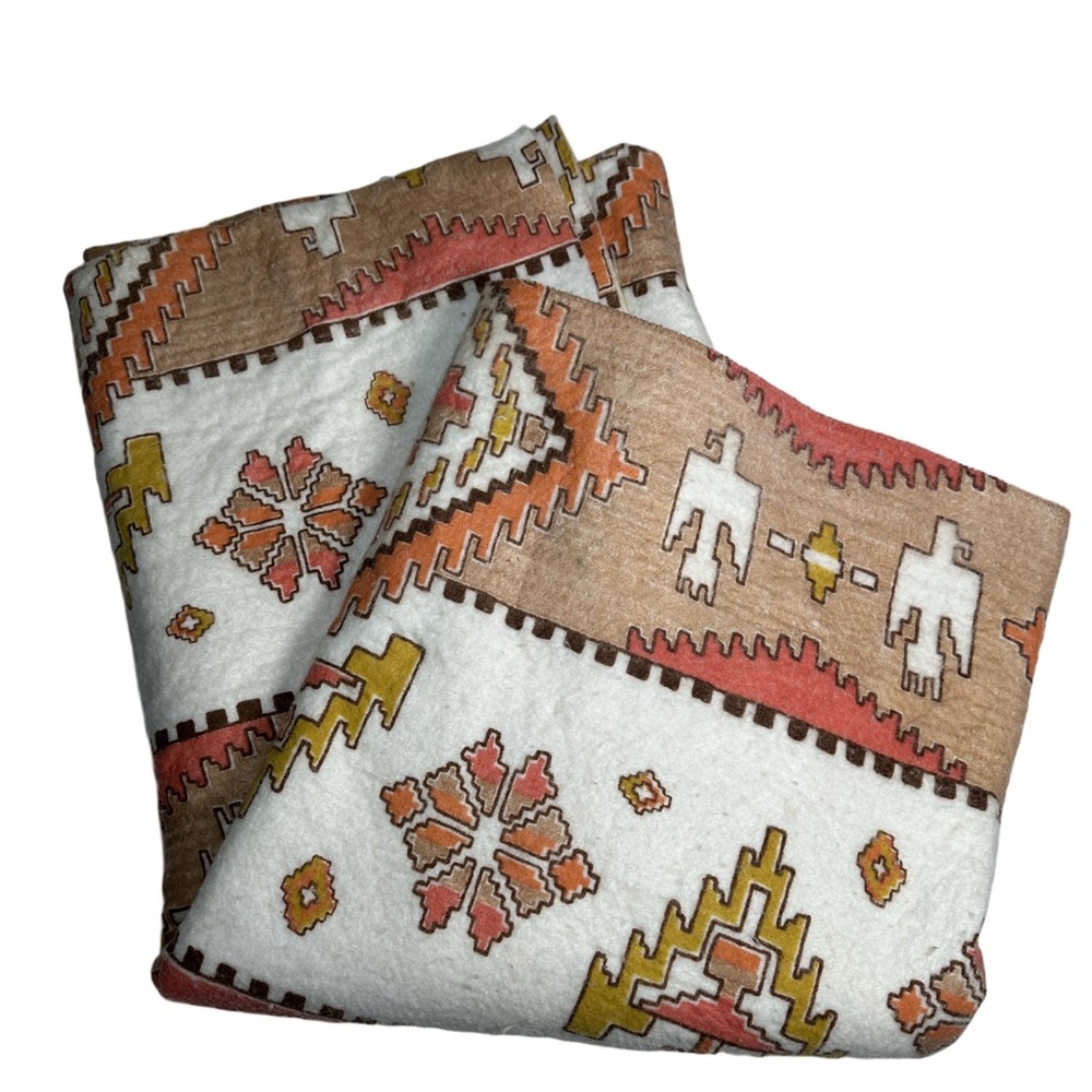 Vintage‎ western pink tan boho throw lightweight southwest Aztec thin